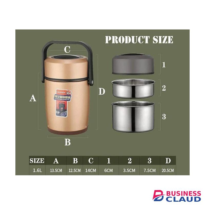 304 Stainless Steel Vacuum Thermal Lunch Box Food Jar Food flask, food Warmer Container With the Handle 1.7L, keeps hot for 8-12 hours