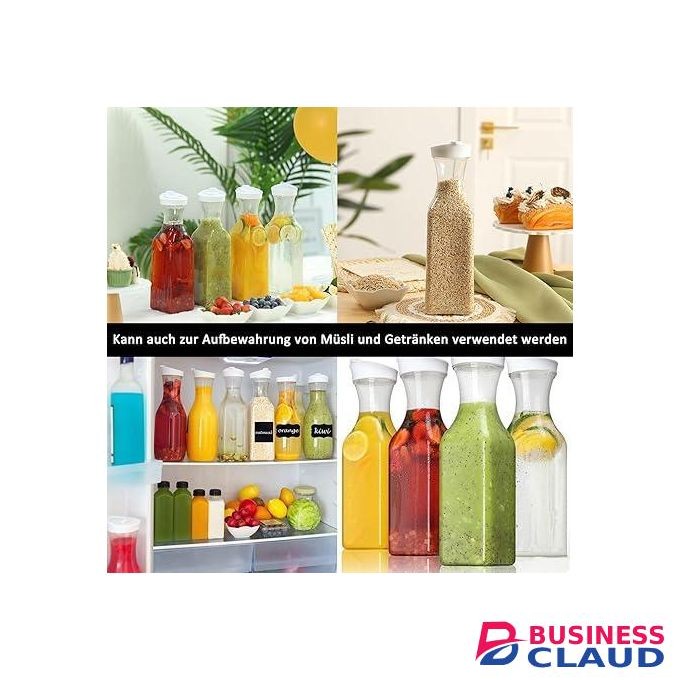 1.5L Easy to Pour Juice Carafe with Airtight Lids Drink Pitcher for Fridge Storage, Milk, Beverage Bottles