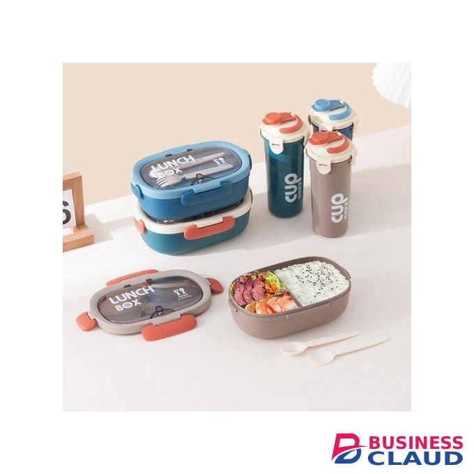 Bento Portable Lunch Box with Compartments & Cutlery Leakproof Lunch Box for School & Office Microwave Safe Food Storage Lunch Box Multi-Compartment Lunch Box with Spoon & Fork Lunch Box + Water Bottle Set