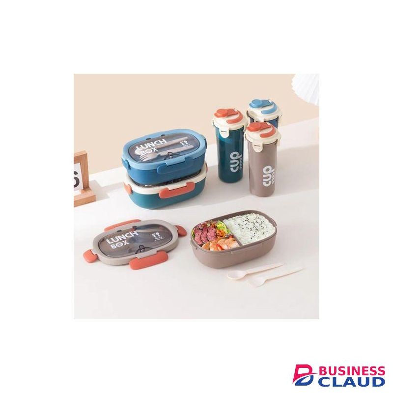 Bento Portable Lunch Box with Compartments & Cutlery Leakproof Lunch Box for School & Office Microwave Safe Food Storage Lunch Box Multi-Compartment Lunch Box with Spoon & Fork Lunch Box + Water Bottle Set