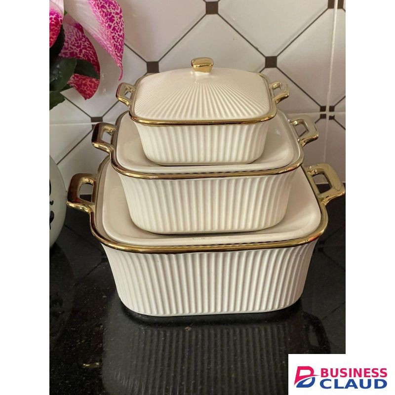 Ceramic Ridged Serving Dishes Set