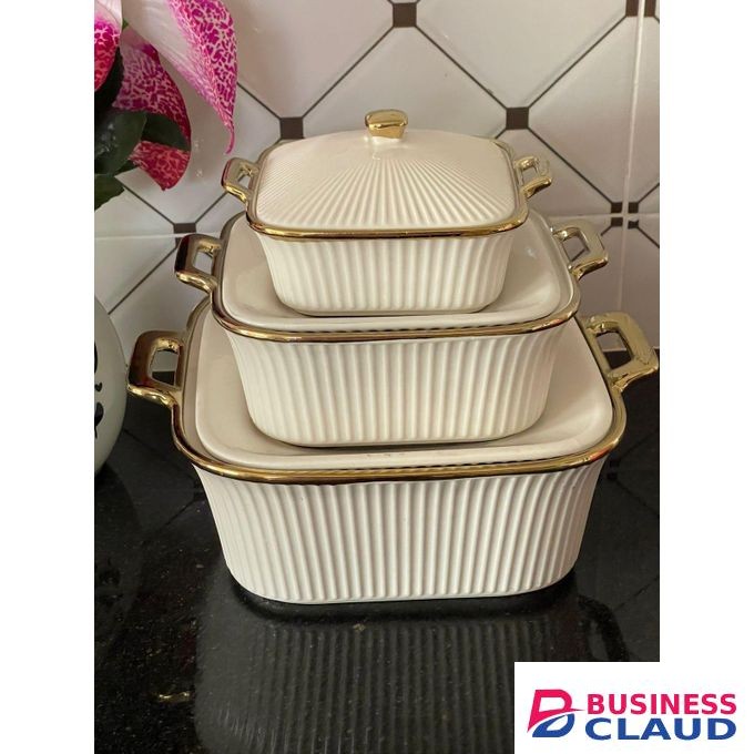Ceramic Ridged Serving Dishes Set