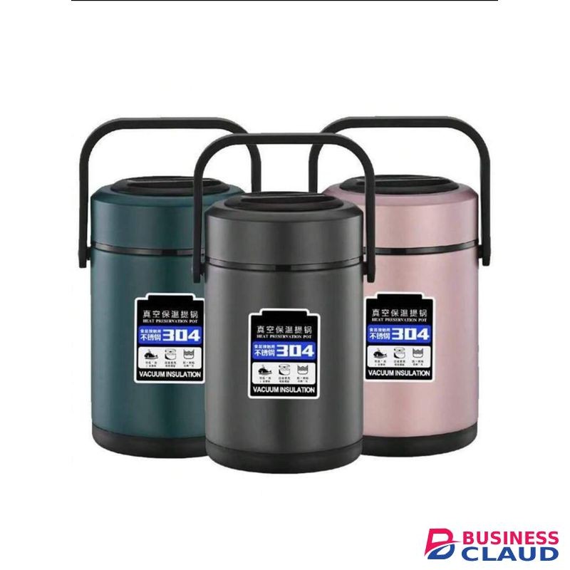 1.7L Premium 304 Stainless Steel Vacuum Thermal Lunch Box – Insulated Food Flask & Warmer Container with Carry Handle – Keeps Food Hot for 8-12 Hours – Leak-Proof Bento Box for School, Office & Travel