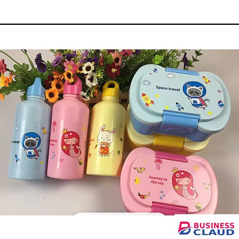 Best Dishes Blue Plastic Lunch Box Divided Double, Snack Sandwich Food Container With Spoon And Matching Bottle, Microwavable,dishwashable Leakproof