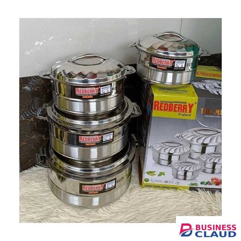Redberry 4 Pieces Stainless Steel Server Hot Pot Set
