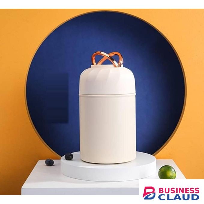 FOOD FLASK-1050ML / VACUUM INSULATED FOOD FLASK + FOLDABLE SPOON - WHITE COLOR
