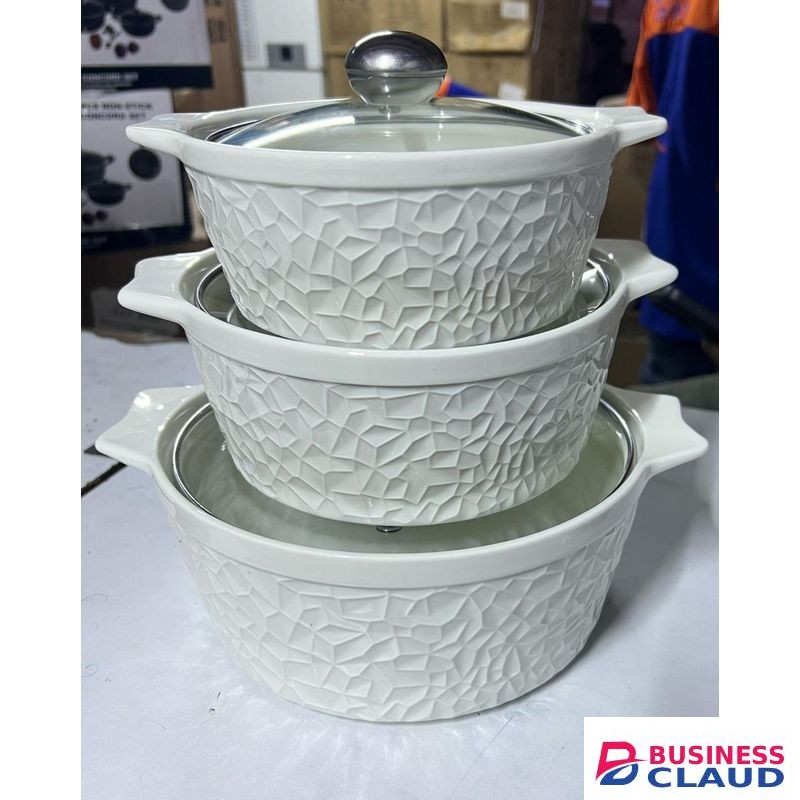 3 Pcs Ceramic Pots White