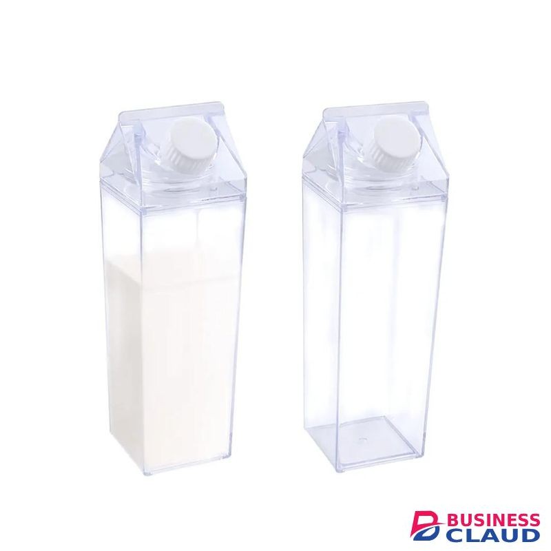 1000ml Milk Carton Water Bottle Transparent Bpa Free Acrylic Portable Clear Box For Juice Tea / Milk Carton Bottle