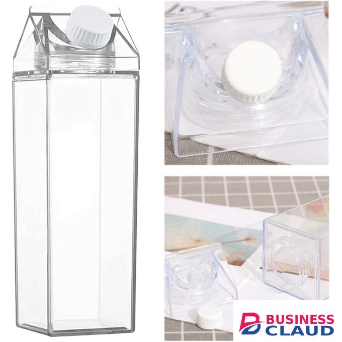 2 Pack 17oz/500ml Milk Carton Water Bottle Plastic Milk Box BPA Free Child Friendly Reusable Milk Carton Shaped Water Bottle Leakproof Juice Tea Jug for Travelling Sports Camping
