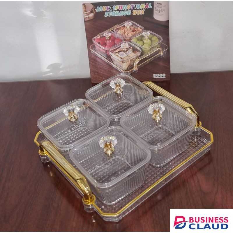 Acrylic multifunctional storage box with 4bowls+tray