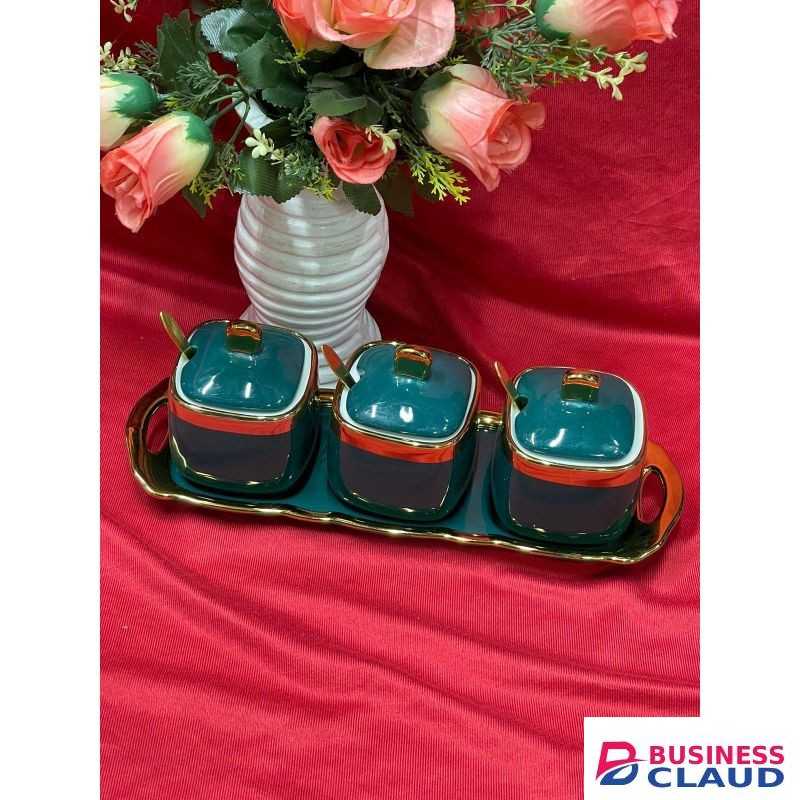 Sugar canister set, 4 pcs, green