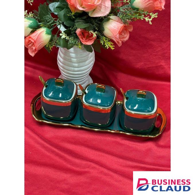 Sugar canister set, 4 pcs, green