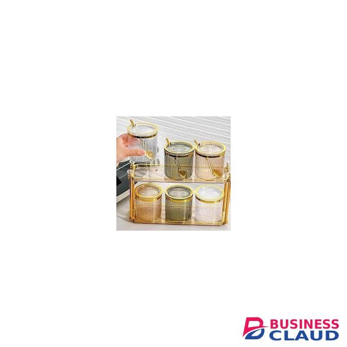 Acrylic Seasoning Box Set Seasoning Bottles Cans Storage Container with Tray Kitchen Supplies Pepper Cruet Herb Jars