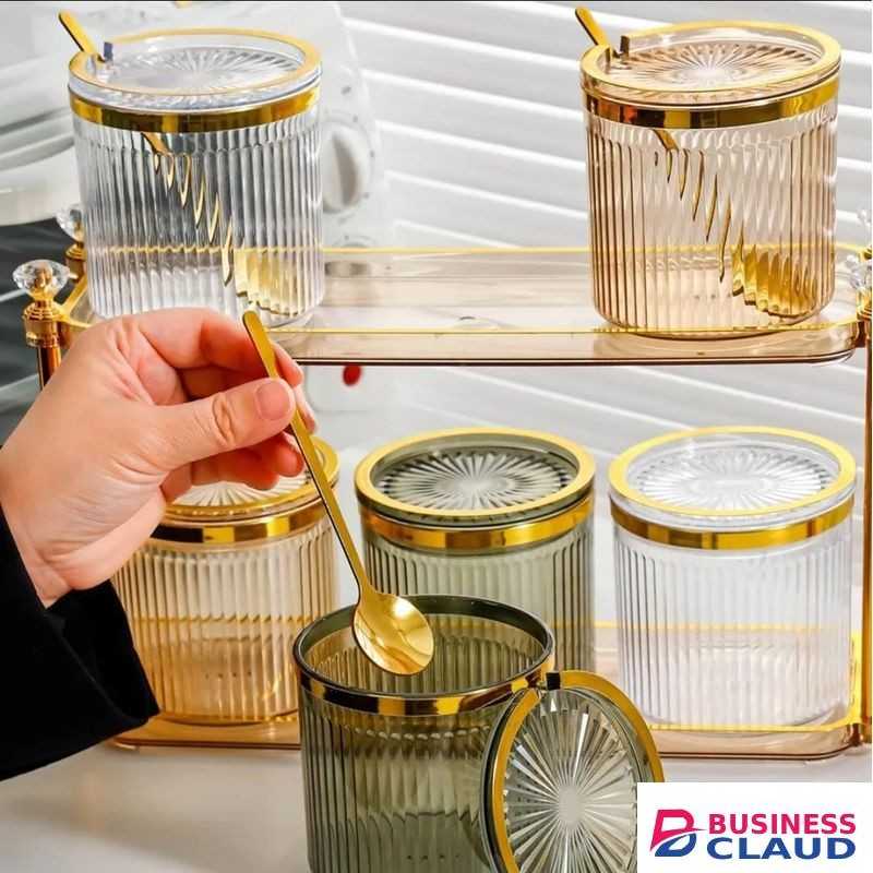 Acrylic Seasoning Box Set Seasoning Bottles Cans Storage Container with Tray Kitchen Supplies Pepper Cruet Herb Jars