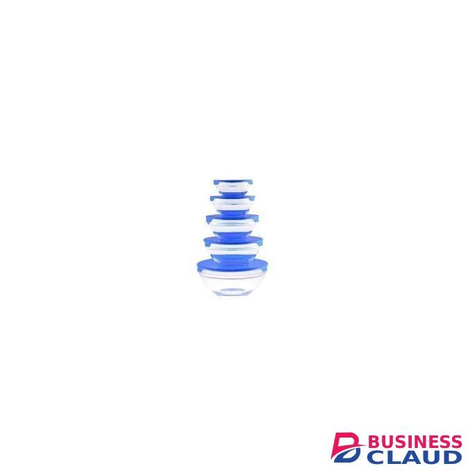 Red Cherry Food Storage Nesting Glass Bowls with Lids 5pcs.