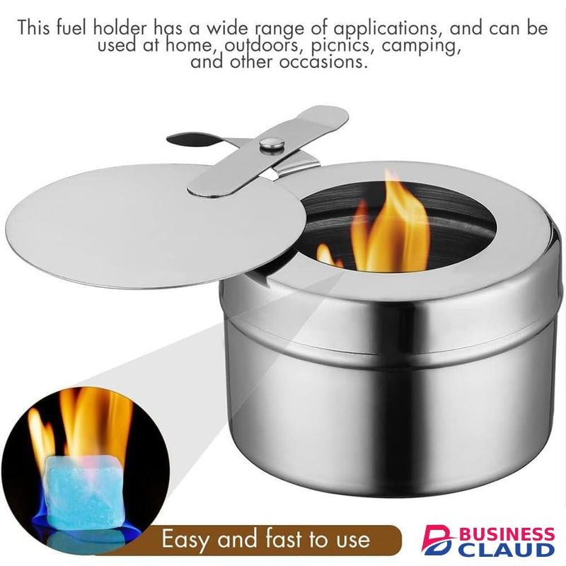 8 PCS Chafing Fuel Holder, Stainless Steel Fuel Holders with Safe Cover, Fuel Holder Canned Heat Holder for Chafing Dish, Canned Heat Fuel Box for Buffet Barbecue Parties