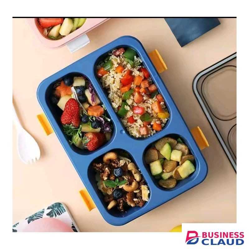3 Grid Snack Box Food Storage Container Plastic BPA Free 850ml – Portable Lunch Box for Kids Adults, Leak Proof Compartments for Healthy Meals, Office, Picnic, and Travel