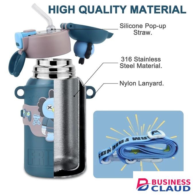 450mls Kids Insulated Stainless Steel Water Bottle / Kids Portable Thermal Bottle Flask - Dark Green
