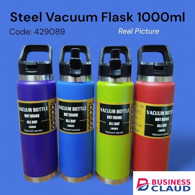 Steel Vacuum Flask 1000ml – Double Wall Insulated Hot & Cold Thermal Bottle