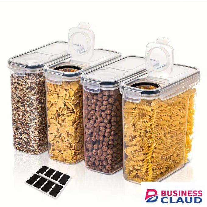 4pcs Food Storage Containers 2.5 Liters Each With Labels And A Pen