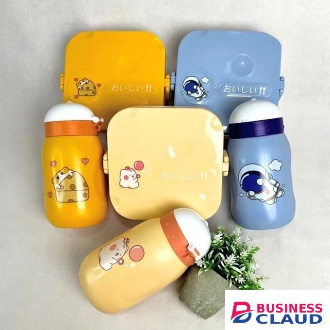 Children's Combo Lunch Box & Drinking Bottle Character lunch boxes and drinking bottles designed simply and cutely for children and are perfect for carrying children's supplies to school, picnics and traveling.