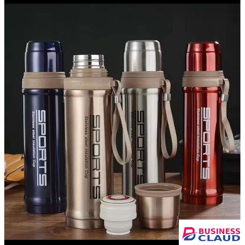 Thermos Blue 750ml Stainless Steel Bullet Shape Cup Vacuum Flask Sports Thermoses With Lid