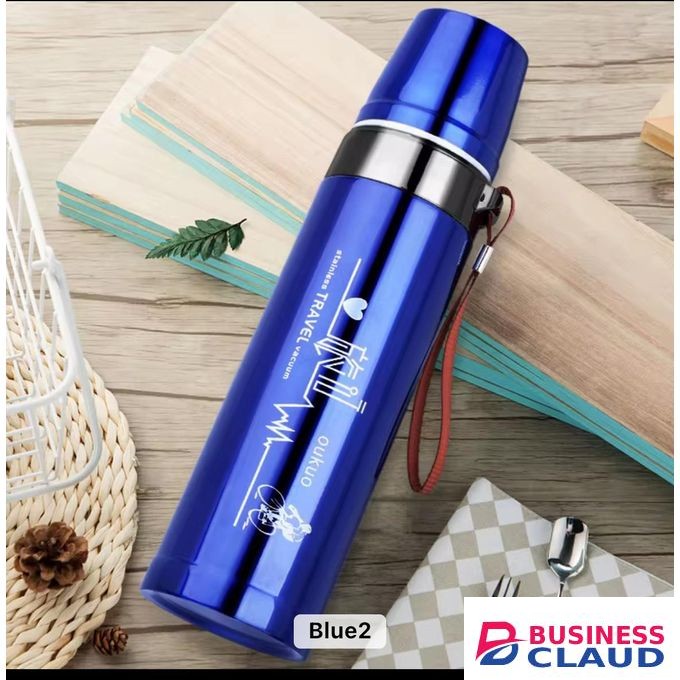 Thermos Blue 750ml Stainless Steel Bullet Shape Cup Vacuum Flask Sports Thermoses With Lid