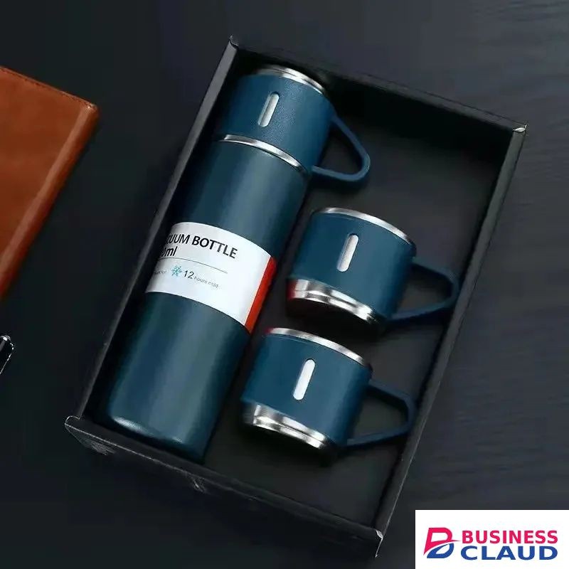 Leakproof Lid Vacuum Water Bottle And Thermos With 3-Cups Gift Pack