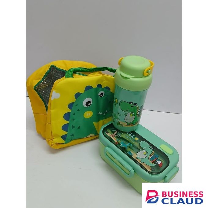 Decorative Kids Set with Insulated Bag – Includes Water Bottle, Snack Dish & Lunch Bag