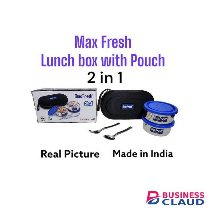Maxfresh Maxfresh, 2 In 1Stainless Steel Lunch Box (10.5cm Each) With Pouch