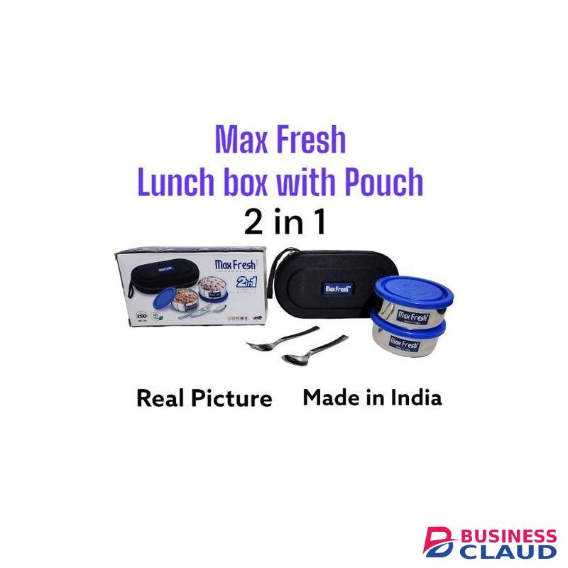 Maxfresh Maxfresh, 2 In 1Stainless Steel Lunch Box (10.5cm Each) With Pouch