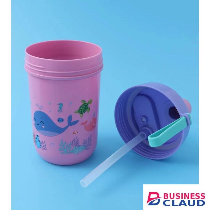 1 SET PARTITIONED KIDS SNACK / LUNCH BOX & DRINK WATER BOTTLE WITH FORK / SPOON
