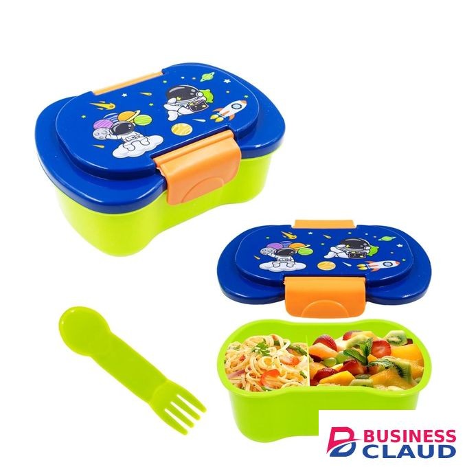 SET OF 1 KIDS PARTITIONED SNACK / LUNCH BOX + 1 WATER BOTTLE + FORK/SPOON