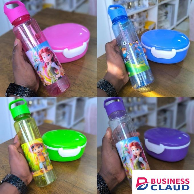 Kids School Lunchmate Combo Set - Partitioned Leak-Proof Lunch Box with Matching Water Bottle - BPA-Free School Meal Kit.