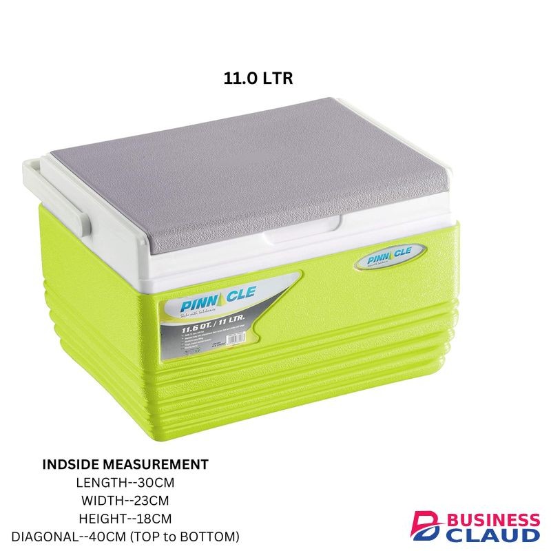 Pinnacle Cooler Box 11L Chiller Cool Box Portable For Ice / Medicine / Ice Pop Picnic Travel Hiking 48Hr Cool Hold 12 Cans With Ice Or 2x2 Litre Bottle Horizontal
