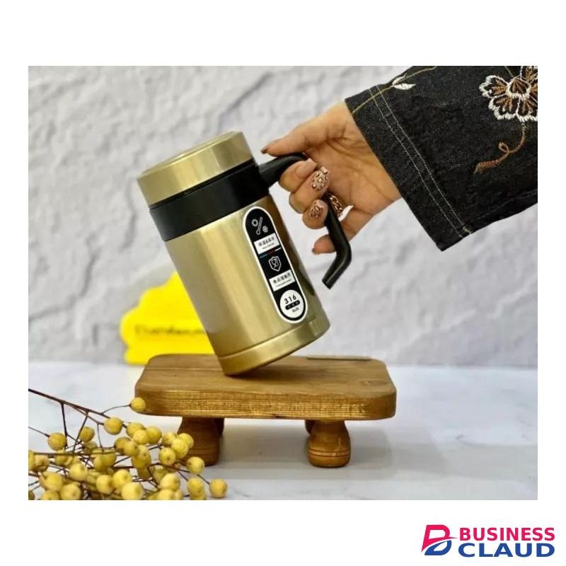 500ml Double Walled Stainless Steel Insulated Mug with Handle - Pro Coffee & Tea Vacuum Cup - Hot & Cold Travel Flask for Office & Home