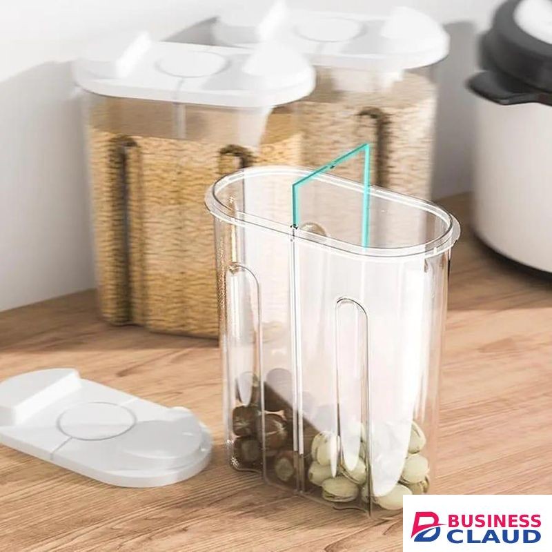 2.5 L Cereal Storage Container with Airtight Lids and 2 Compartments