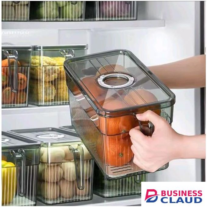 FreshNest 4L Green Acrylic Fridge Organizer with Handle – Space-Saving & Stylish Storage
