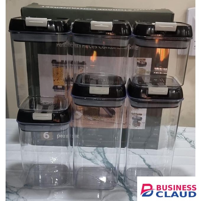 High Quality Acrylic 6pc air tight food storage container set(2x1.2l, 2x0.8l, 2x0.5l)