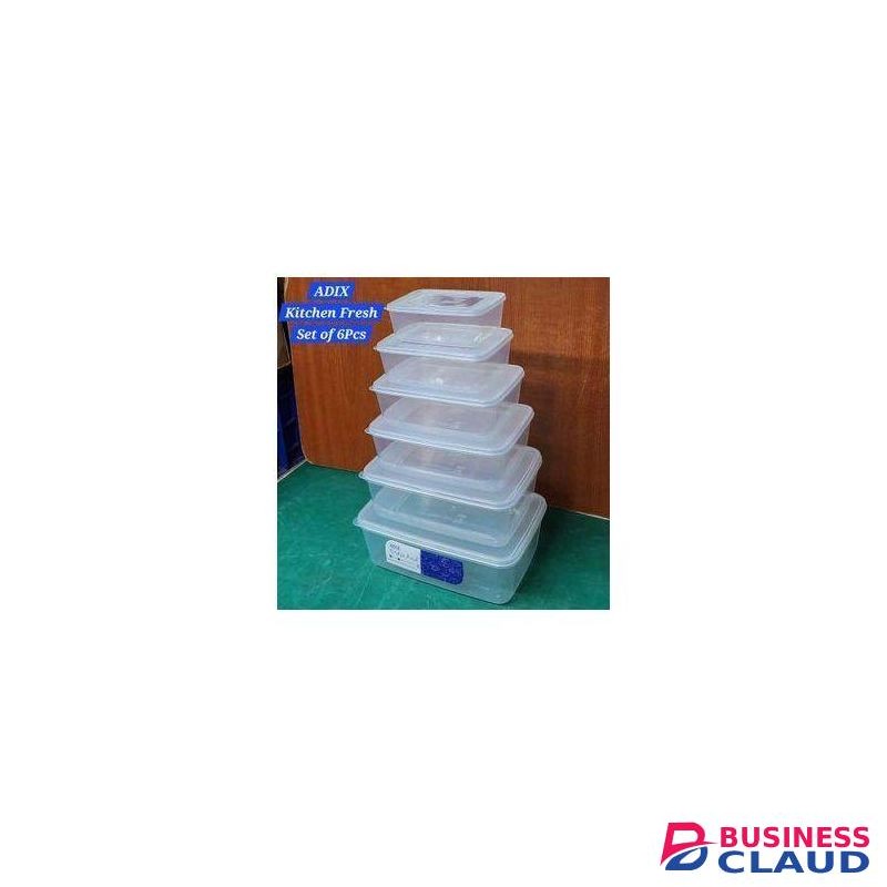 Adix Steady And Firm Plastic Containers Starting From The Biggest Size Of 4500,2170,1150,650 And 500ml Respectively 6pcs.