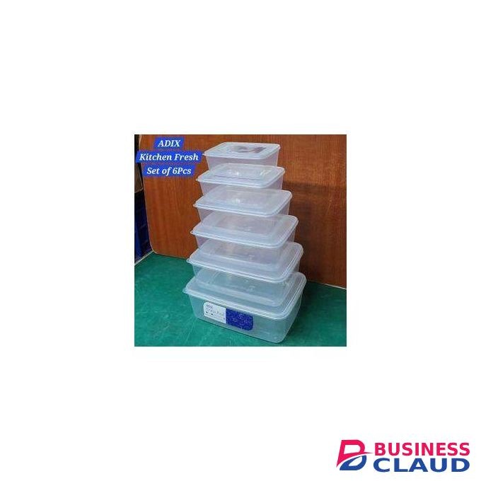 Adix Steady And Firm Plastic Containers Starting From The Biggest Size Of 4500,2170,1150,650 And 500ml Respectively 6pcs.