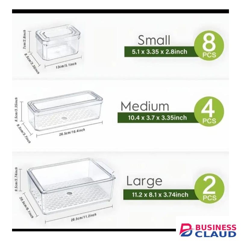 14Pcs Bpa Free Acrylic Stackable Fridge Organiser Containers With Lids