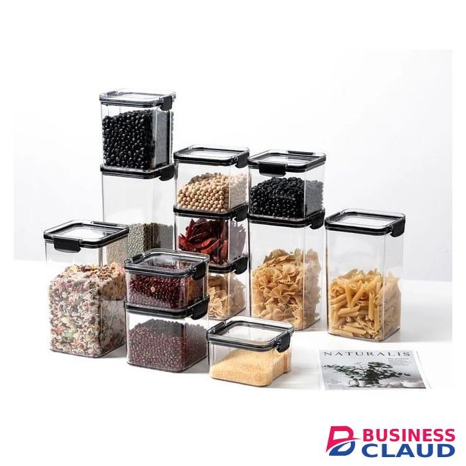 8pcs SetTransparent Acrylic Airtight Cereals Storage Containers With Labelling Stickers And Pen