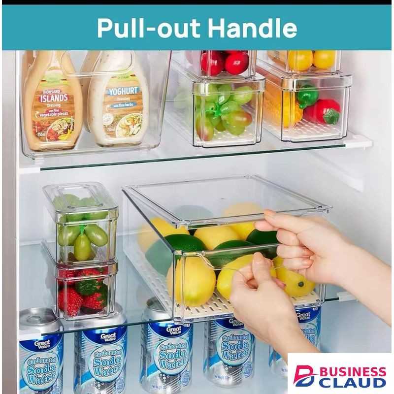 7pcs BPA-Free Stackable acrylic Fridge Organizer Bins with Lids