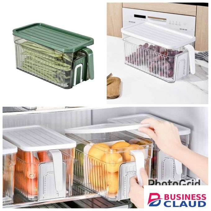 Hot sale Multicolour Acrylic Food Storage Container with Drain Tray & Removable Partition – Fridge Organizer