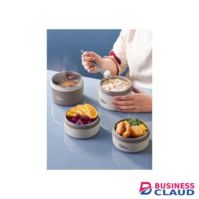 600ml Thermal Lunch Box Large Capacity Airtight Bento Lunch box with Carry Handle, Double Layer, Leak-proof, Stainless Steel, Insulated Lunchbox, Microwave Safe, Soup Bowl/Meal Prep Food Container for Kids and Adults