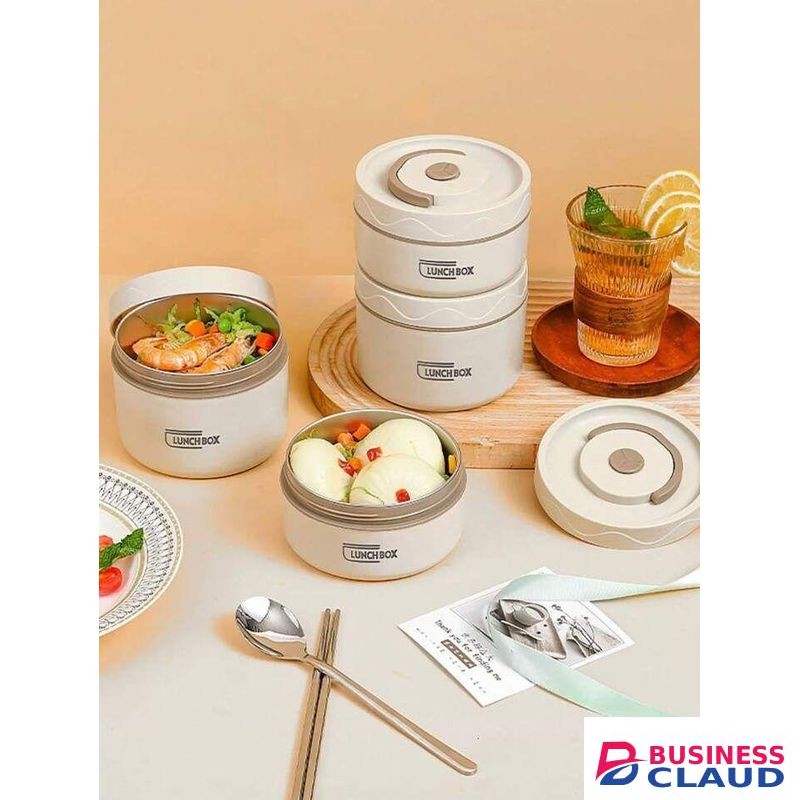 600ml Thermal Lunch Box Large Capacity Airtight Bento Lunch box with Carry Handle, Double Layer, Leak-proof, Stainless Steel, Insulated Lunchbox, Microwave Safe, Soup Bowl/Meal Prep Food Container for Kids and Adults
