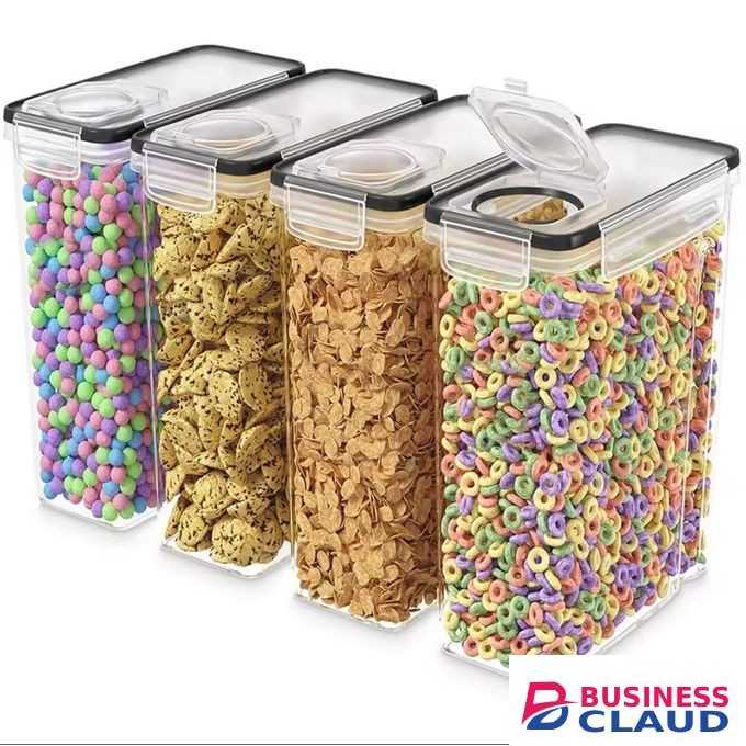 4pcs Airtight Food Storage Containers 2.5L Each with Labels and Pen, Perfect for Kitchen Organization and Freshness