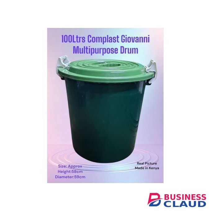 Complast 1pc Giovanni Multipurpose Drum 100Ltrs. ideal for storing water, grains, animal feed, or other bulk items. Its large 100-litre capacity makes it suitable for both domestic and commercial use, while the sturdy design ensures long-lasting performan