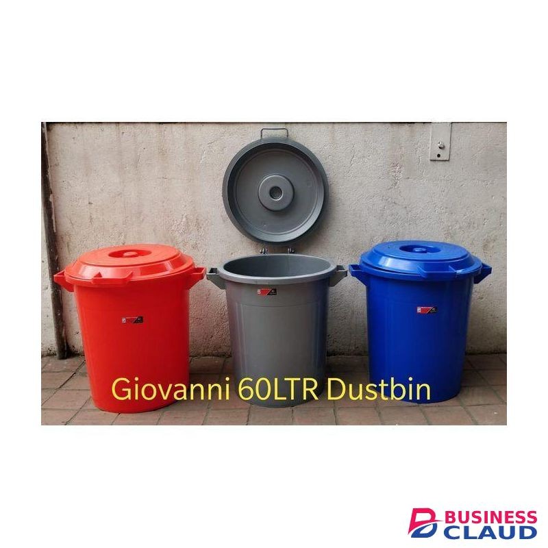 60L Multipurpose Plastic Drum with Lid for Cleaning, Storage & Waste Disposal